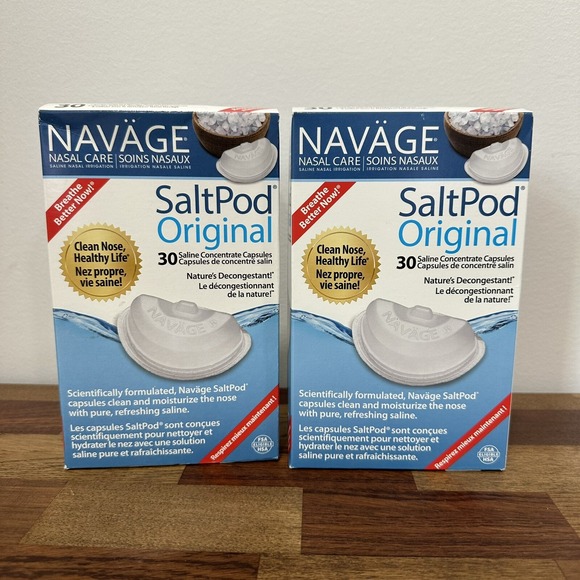 2 Navage Original Sea Salt Saline Concentrate Capsules 2 x 30 SaltPods EXP 10/26 - Picture 1 of 8